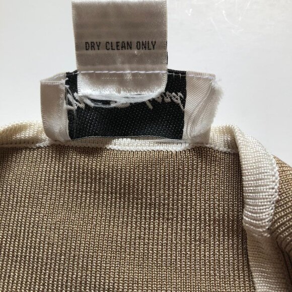 M. Richard Beige-Taupe w/Soft White stripe Long-sleeved Zippered Sweater Sz Med - Picture 4 of 6